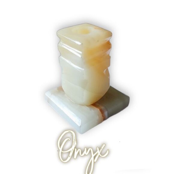 One Large Vintage White Onyx Taper Candle Holder - Picture 2 of 6